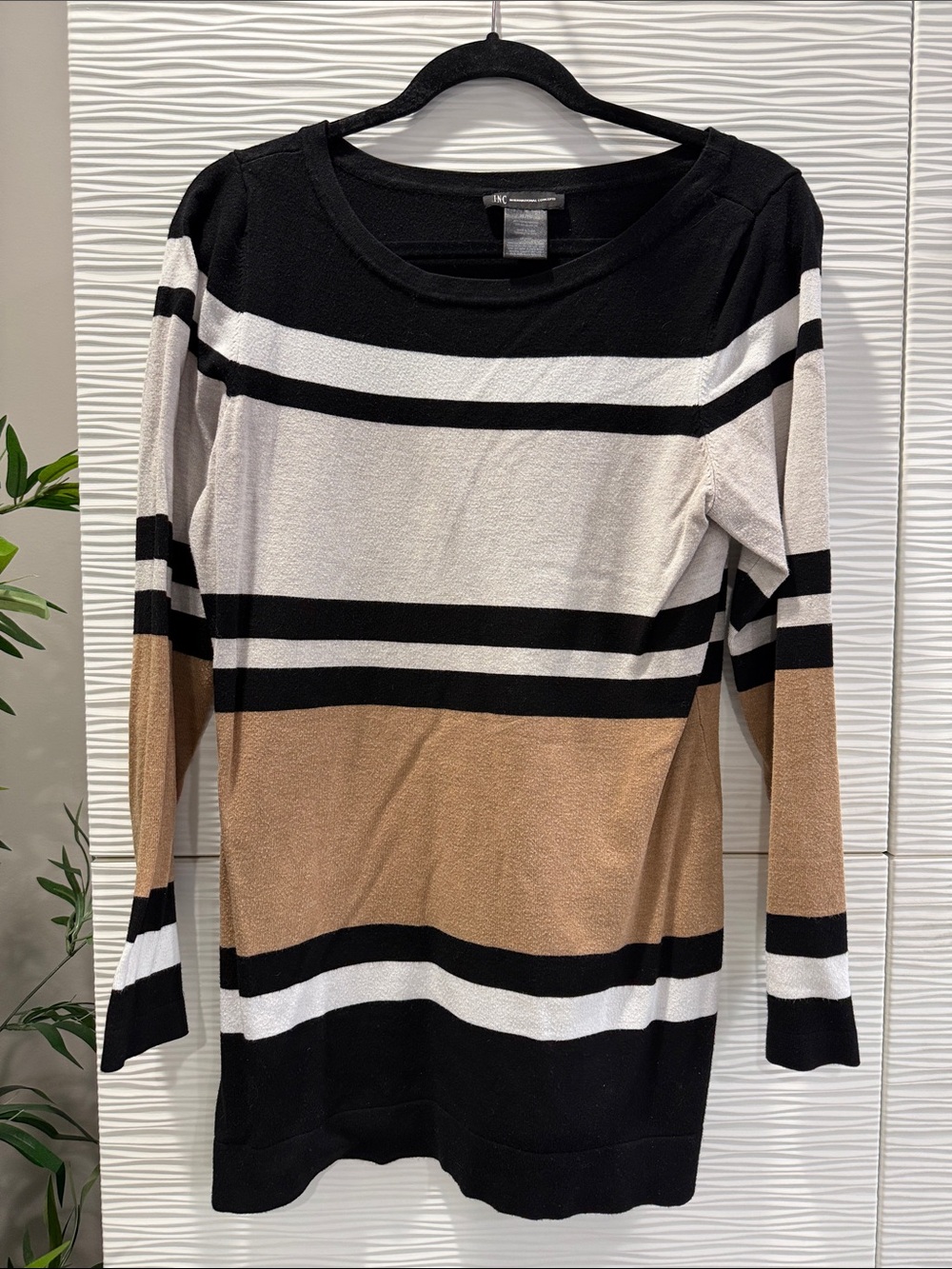 INC International Concepts Black & White Striped Top